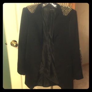 Zara Basic black blazer w/ spike adorned shoulders